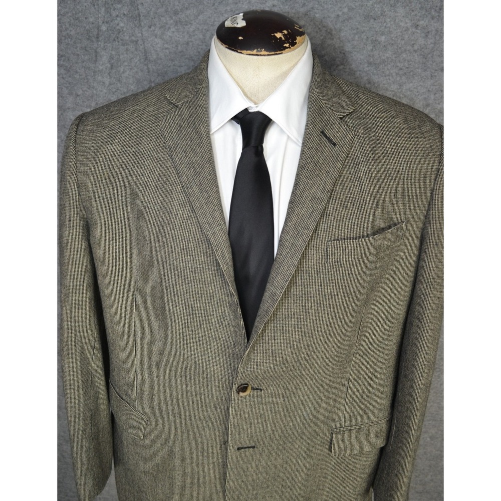 VTG Polo Ralph Lauren Sport Coat Mens 44R Houndstooth 2-Btn Blazer Jacket Italy‎
